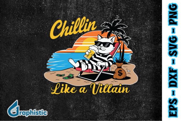 Cat Chillin in Summer Cool Vibes SVG