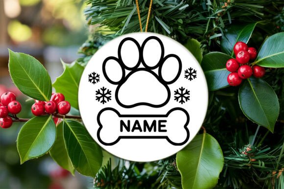 Cat Christmas Round Ornament SVG