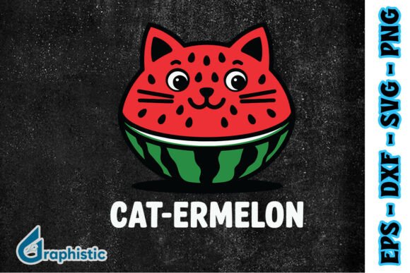 Cat-ermelon Funny Cat Watermelon Pun SVG