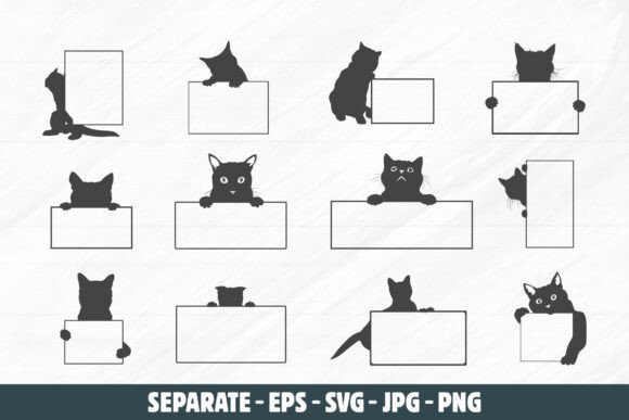Cat Holding a Sign Svg Bundle