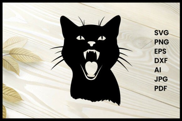 Cat Meowing Silhouette Vector