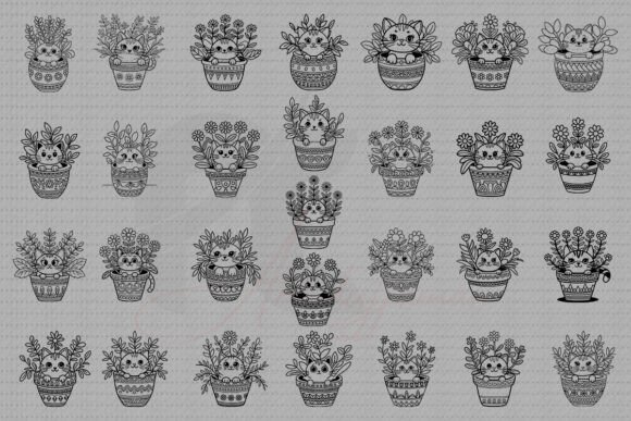 Cat Sitting in a Flower Pot SVG Bundle