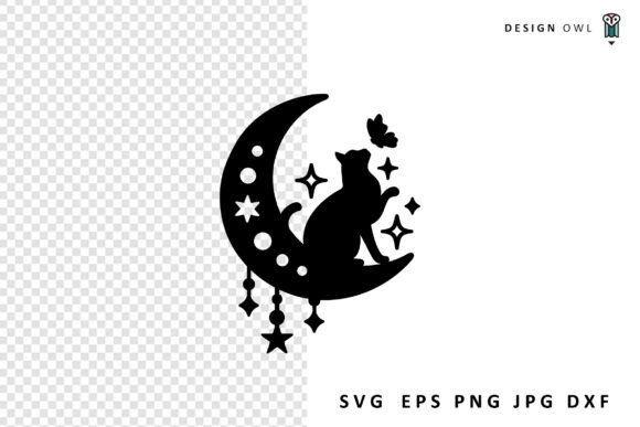Cat Sitting on the Moon SVG