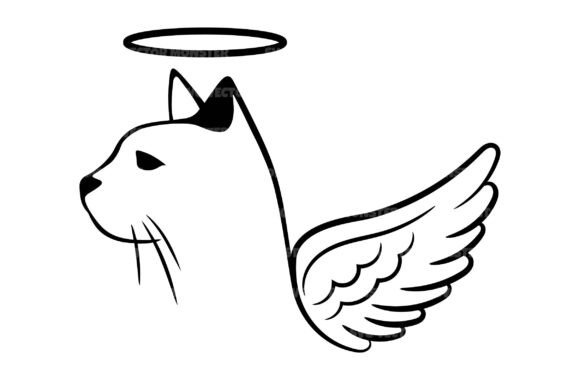 Cat with Angel Halo and Wings SVG PNG