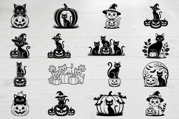 Cat with Pumpkin Svg Bundle