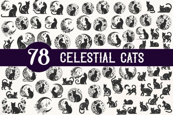 Celestial Cat Bundle - 78 SVG Items