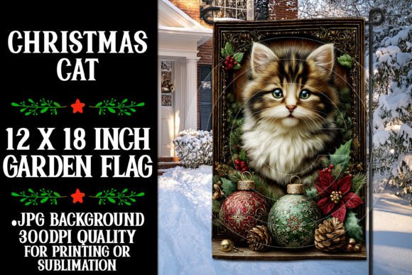 Christmas Cat Garden Flag Design 1