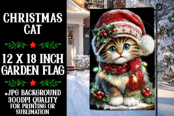 Christmas Cat Garden Flag Design 3