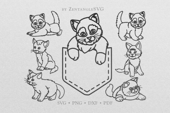 Cute Cats SVG, Peeking Cat in Pocket SVG