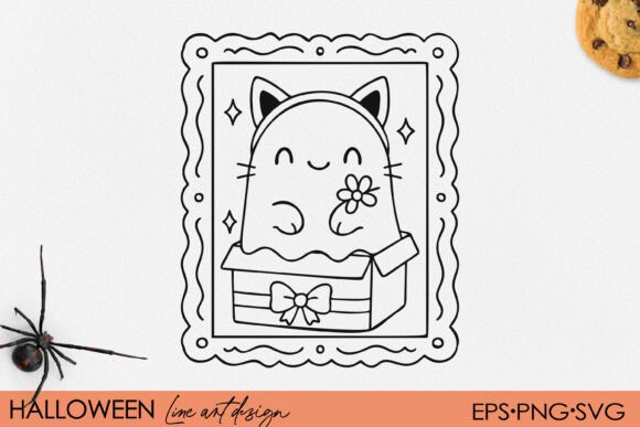 Cute Kawaii Kitten in Gift Box Frame SVG