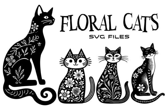 Floral Cats SVG Crafting Files
