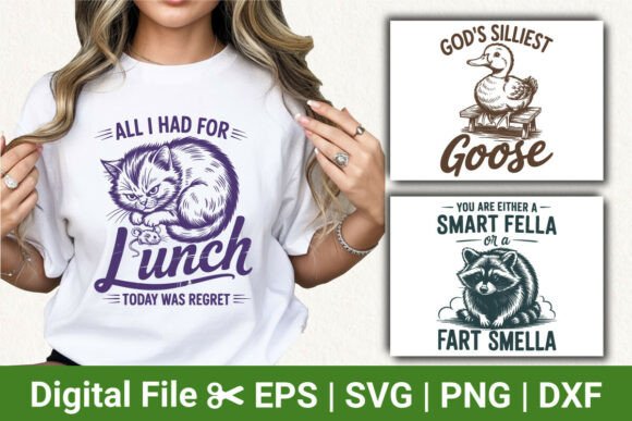 Funny Cat, Duck, and Raccoon Animal SVG