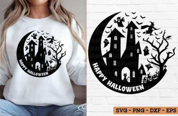 Happy Halloween SVG PNG Spooky Scene Cat