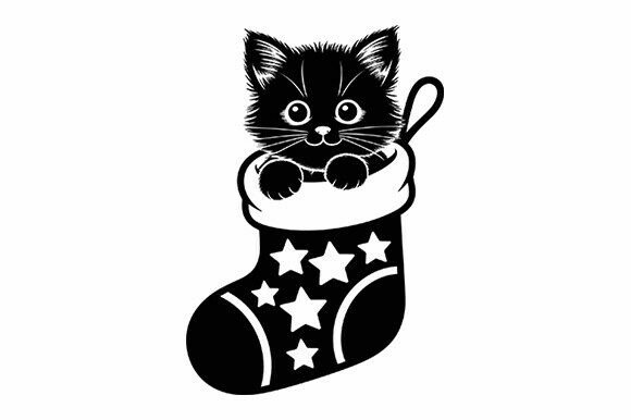 Kitten in Star Stocking SVG