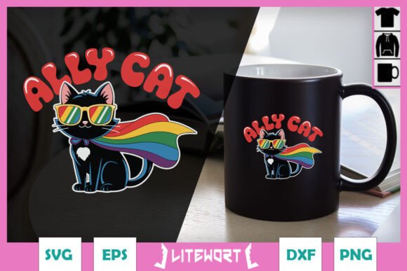 LGBT Ally Cat Be Kind Love Rainbow SVG