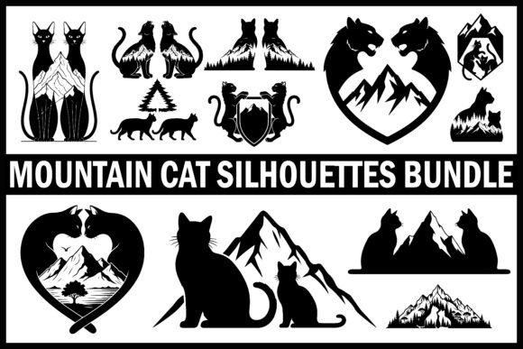 Mountain Cat Silhouettes Bundle3
