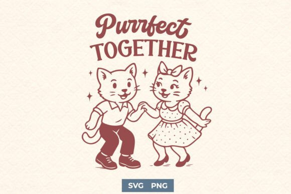 Purrfect Together SVG Retro Cat Couple