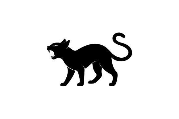 Silhouette of a Yawning Cat Stretching B